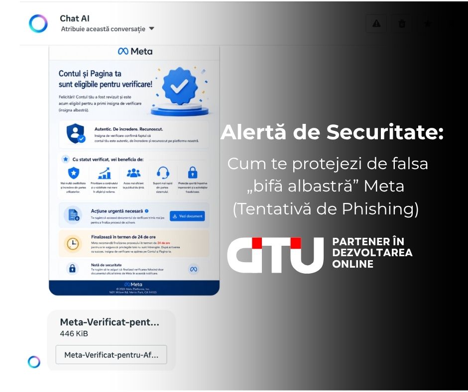 Alertă de Securitate Facebook Cum te protejezi de falsa bifă albastră Meta (Tentativă de Phishing)